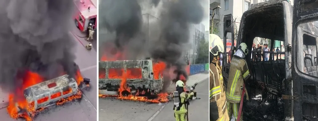 Diyarbakır’da Seyir Halindeki Öğrenci Servisi Küle Döndü