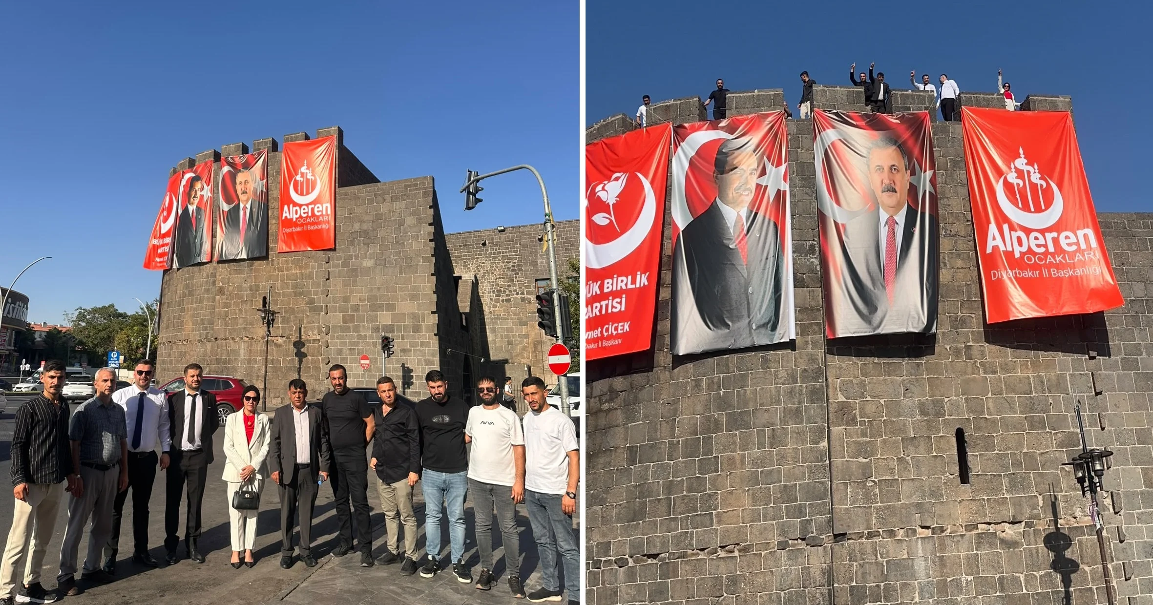 BBP, Diyarbakır’da Yazıcıoğlu ve Destici’nin Fotoğraflarını Surlara Astı